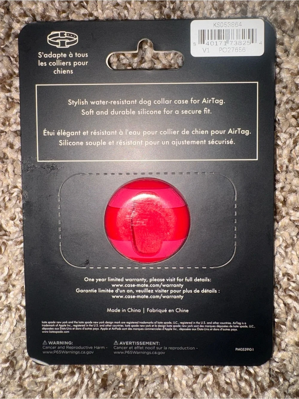 kate spade New York Red Dog Collar AirTag Holder